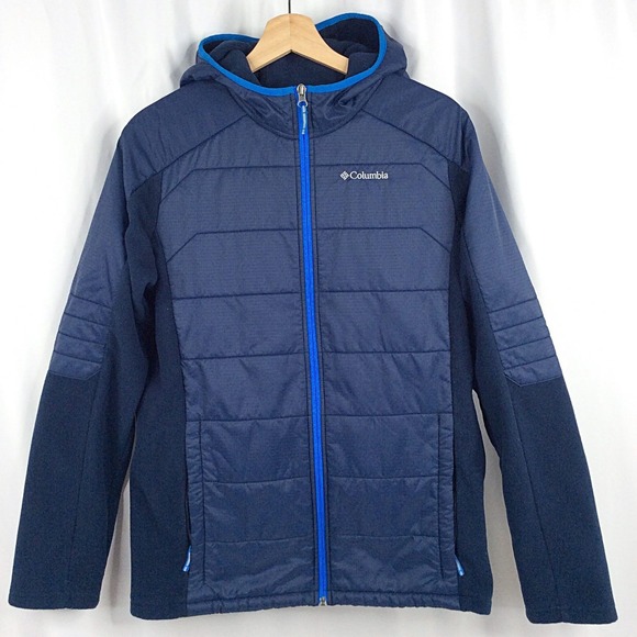 Columbia Other - Columbia Boy's Fast Trek Hybrid Fleece Hooded Puffer Jacket XL 18/20 Navy Blue